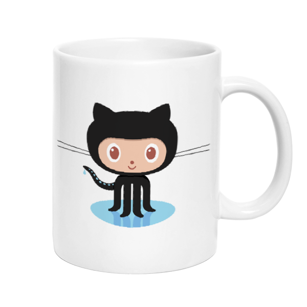 The Github octocat logo displayed on a teacup